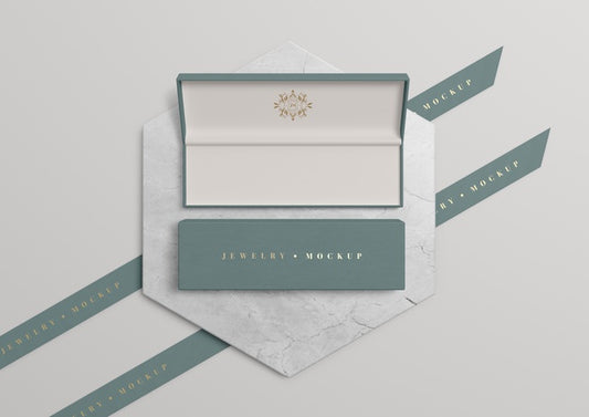 Free Opened Jewelry Box With Golden Symbol And Inscription Psd