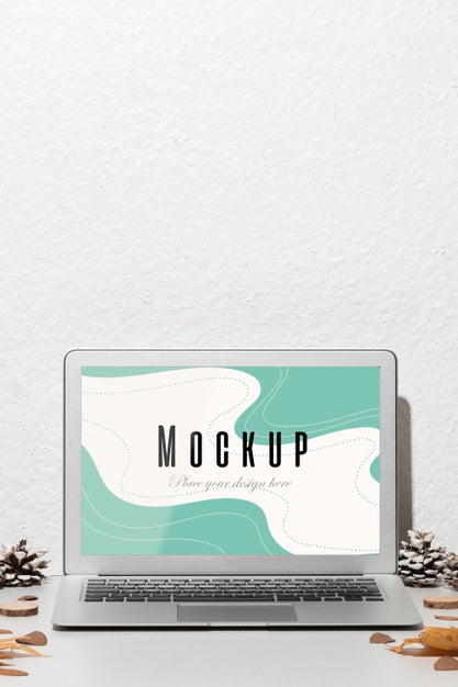 Free Opened Laptop With Screen Mockup Psd