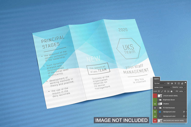 Free Opened Tri-Fold Flyer Mockup Psd