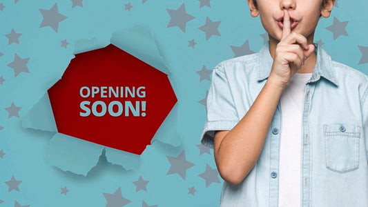 Free Opening Soon! Young Cute Boy Mock-Up Psd