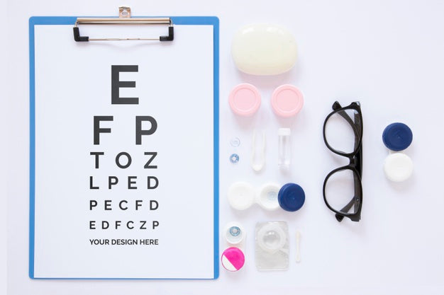 Free Optics Still Life Arrangement With Clipboard Mock-Up Psd