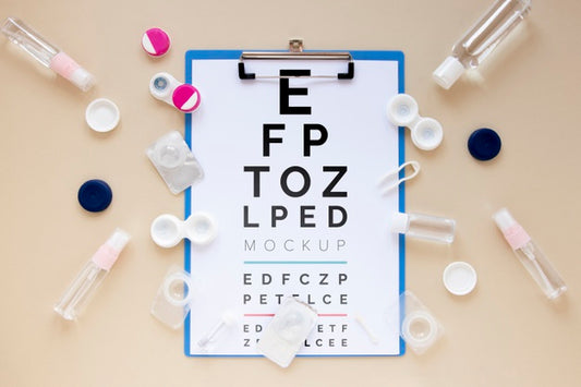 Free Optics Still Life Composition With Clipboard Mock-Up Psd