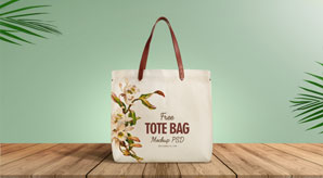 Free Organic Cotton Tote Shopping Bag Mockup Psd
