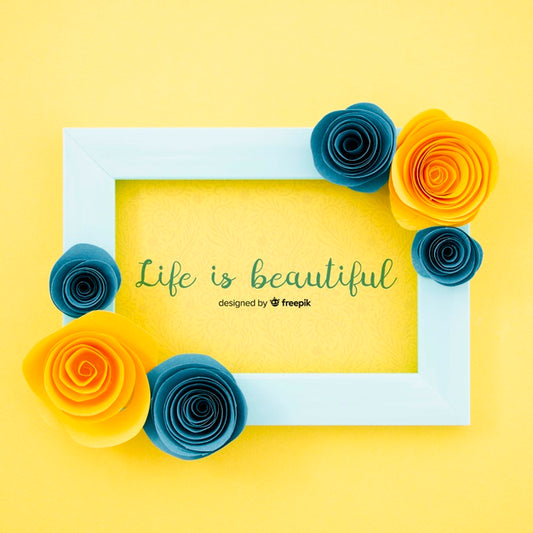 Free Ornamental Floral Frame With Motivational Quote Psd
