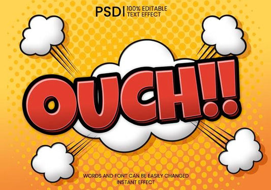 Free Ouch! Comic Text Effect Psd