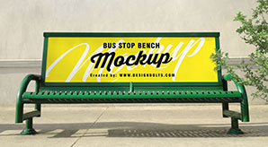 Free Outdoor Advertising Bus Stop Bench Mockup Psd