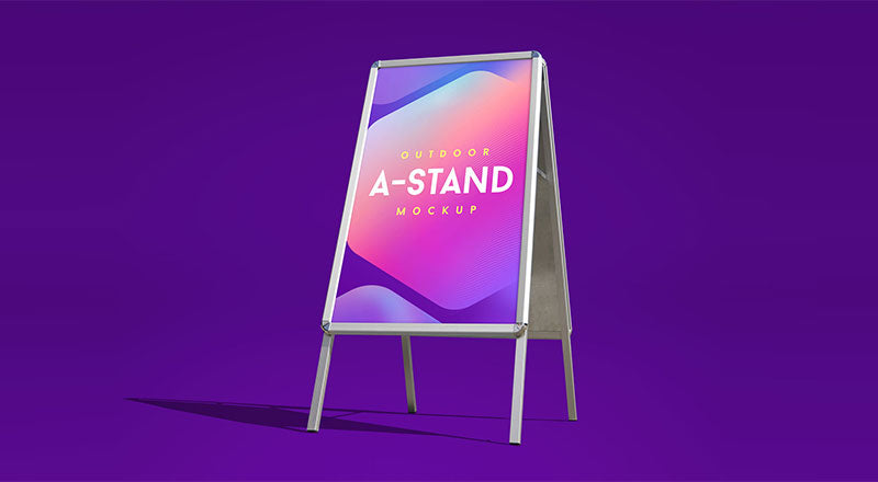 Free Outdoor Advertising Foldable A-Stand Mockup Psd