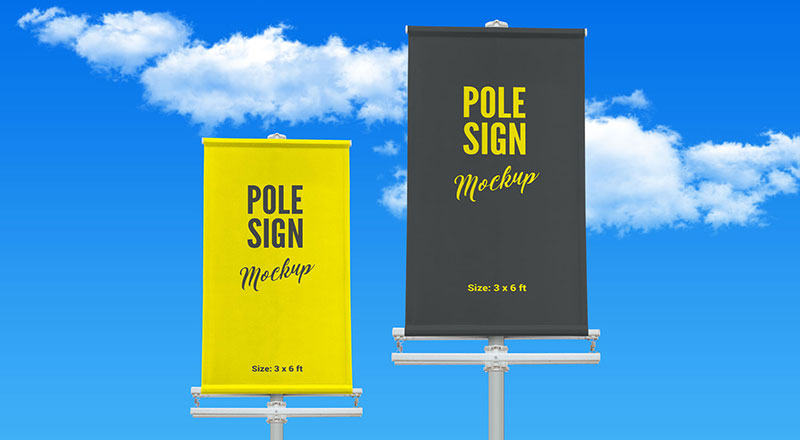 Free Outdoor Advertising Modern Street Pole Banner Mockup Psd