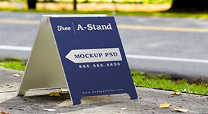 Free Outdoor Advertising Roadside A-Stand Mockup Psd