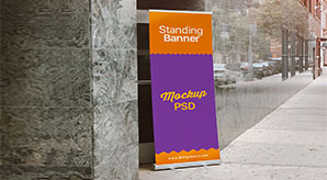 Free Outdoor Advertising Standing Banner On Road Mockup Psd