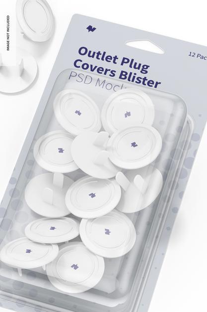 Free Outlet Plug Covers Blister Mockup, Close Up Psd
