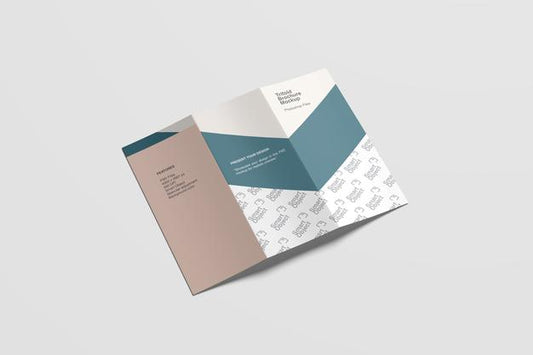 Free Outside Of Trifold Brochure Mockup High Angle View Psd