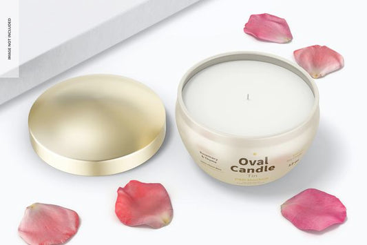 Free Oval Candle Tin Mockup, Top View Psd