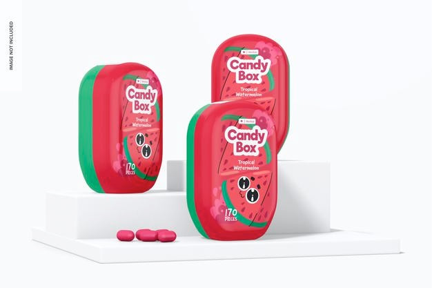 Free Oval Candy Plastic Boxes Mockup Psd