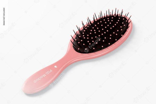 Free Oval Hair Brush Mockup, Perspective Psd