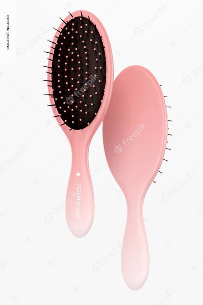 Free Oval Hair Brushes Mockup, Floating Psd