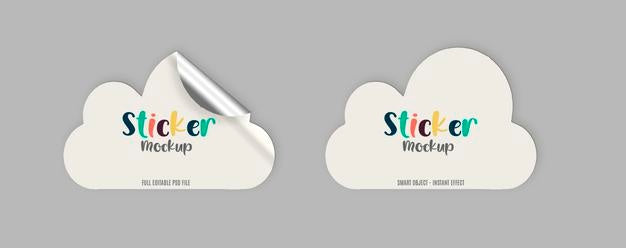 Free Pack Of Cloud Stickers Mockup Psd
