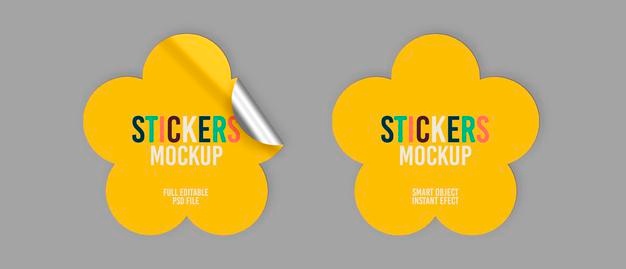 Free Pack Of Flower Stickers Mockup Psd