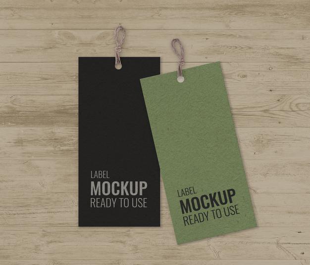 Free Pack Of Labels With Stripe Mockup Psd