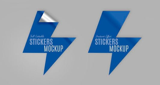 Free Pack Of Lightning Stickers Mockup Psd