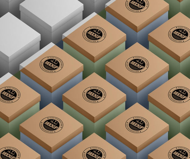 Free Packaging Box Mock-Up Arrangement Psd