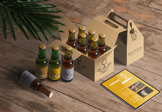 Free Packaging Mockup For Beer Or Wine Restaurant Psd