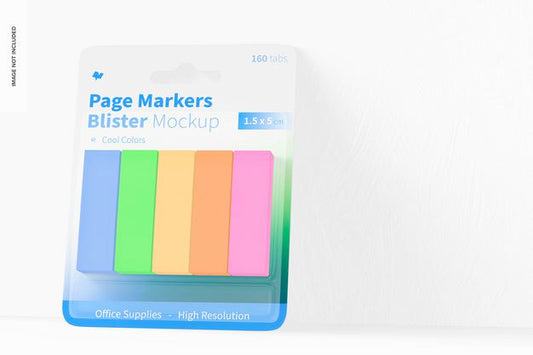 Free Page Markers Blister Mockup, Front View Psd