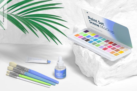 Free Paint Set Mockup, Perspective Psd