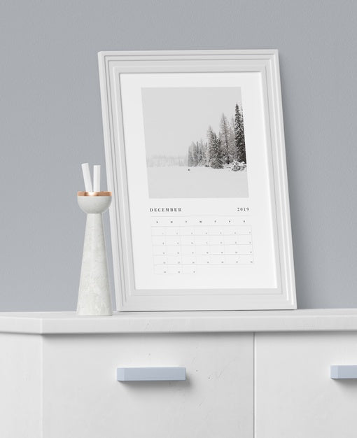 Free Painting Concept For Calendar Mock-Up Psd