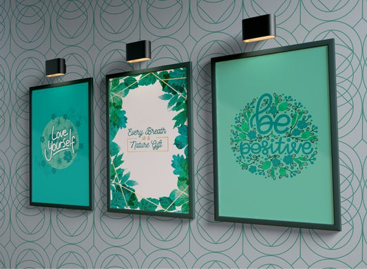 Free Painting Frames With Empty Space Hanging On The Wall Psd