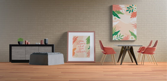 Free Painting Frames With Empty Space In Living Room Psd
