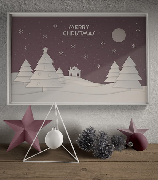 Free Painting With Christmas Theme Mock-Up Psd