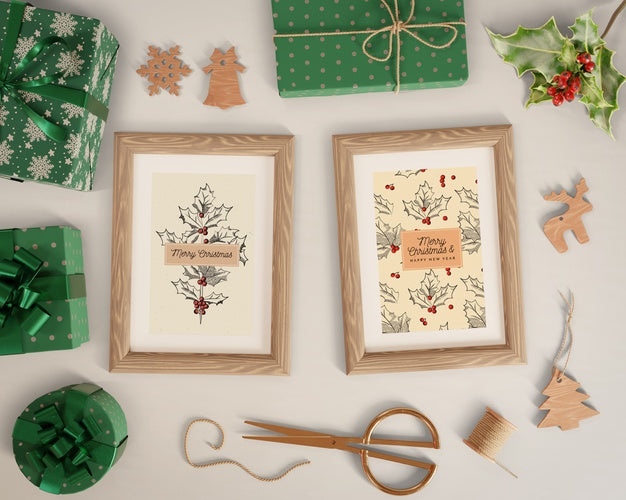 Free Paintings With Christmas Theme Mock-Up Psd