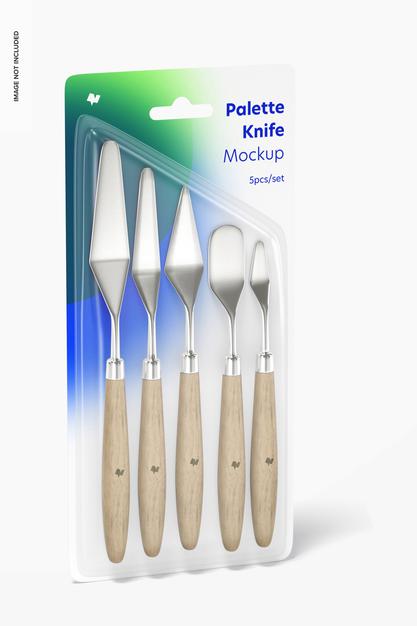 Free Palette Knife Set Mockup, Perspective Psd