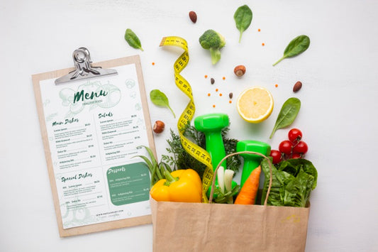 Free Paper Bag Full Of Delicious Organic Food And Diet Menu Psd