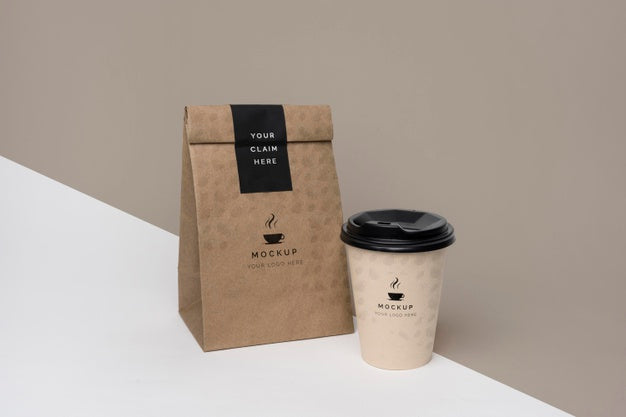 Free Paper Bag With Coffee Mock Up Psd