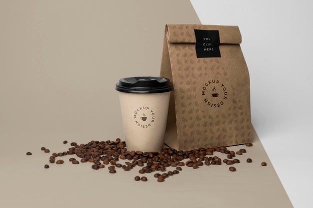 Free Paper Bag With Coffee Mock Up Psd