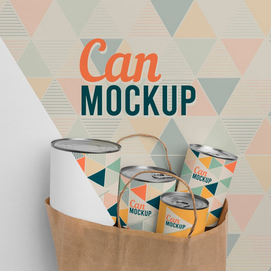 Free Paper Bag With Tin Cans Psd