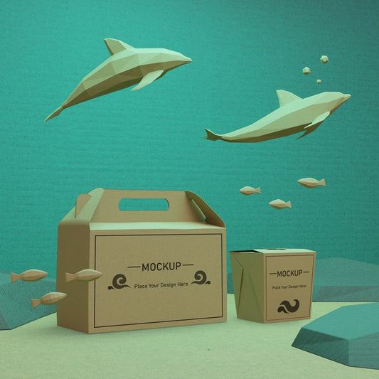 Free Paper Bags With Dolphins For Ocean Day Psd