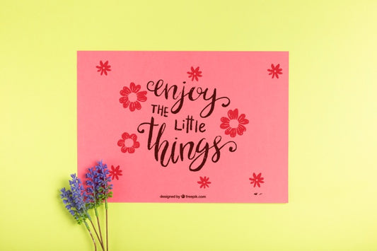 Free Paper Card With Message And Lavender Beside Psd