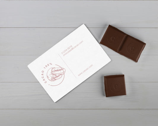Free Paper Chocolate Details Card Mock-Up Psd