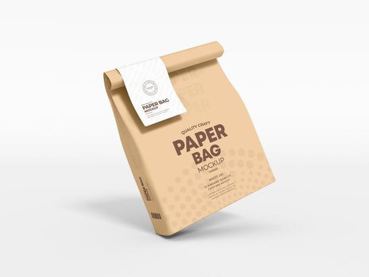 Free Paper Coffee Bag With Tag Packaging Mockup Psd