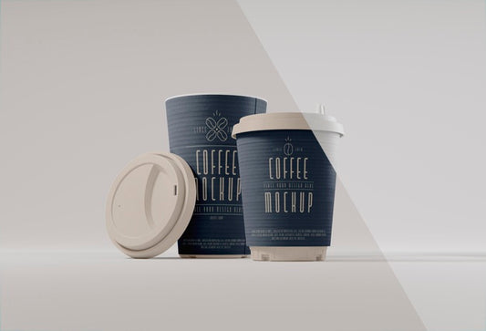 Free Paper Coffee Cups Branding Arrangement Psd