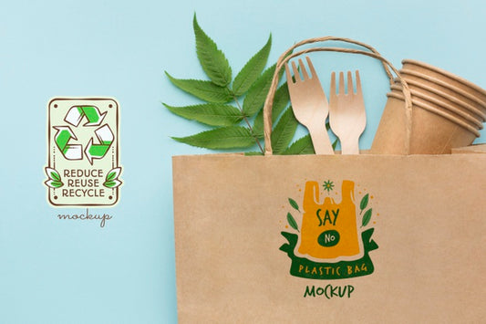Free Paper Forks, Cups And Bag Mock-Up Psd