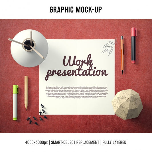 Free Paper In A Desk Mock Up Template Psd