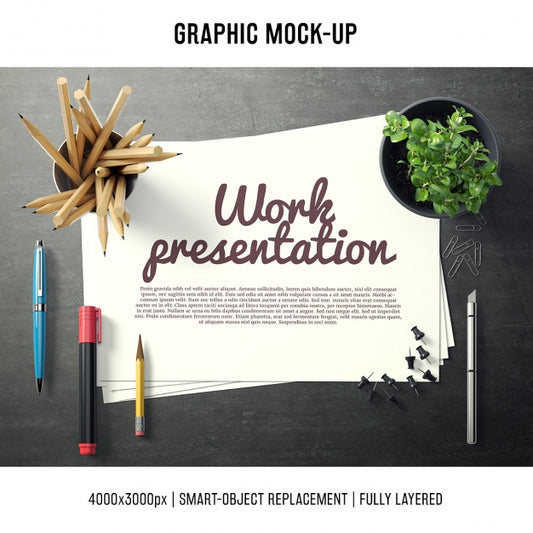 Free Paper In A Desk Mock Up Template Psd