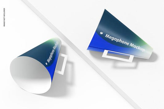 Free Paper Megaphones Mockup, Perspective Psd