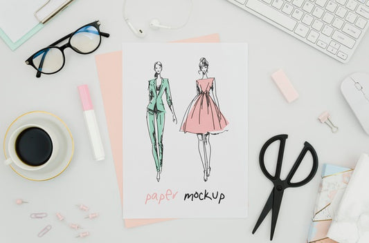 Free Paper Mock-Up With Dresses Psd