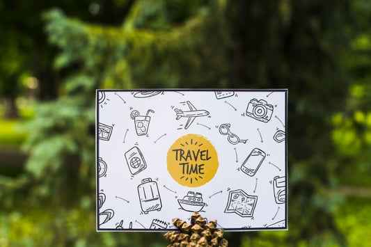 Free Paper Mockup In Nature For Travel Concept Psd