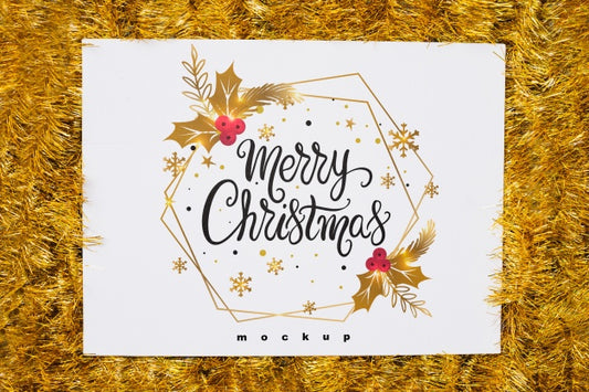 Free Paper Mockup With Christmas Decoration Psd